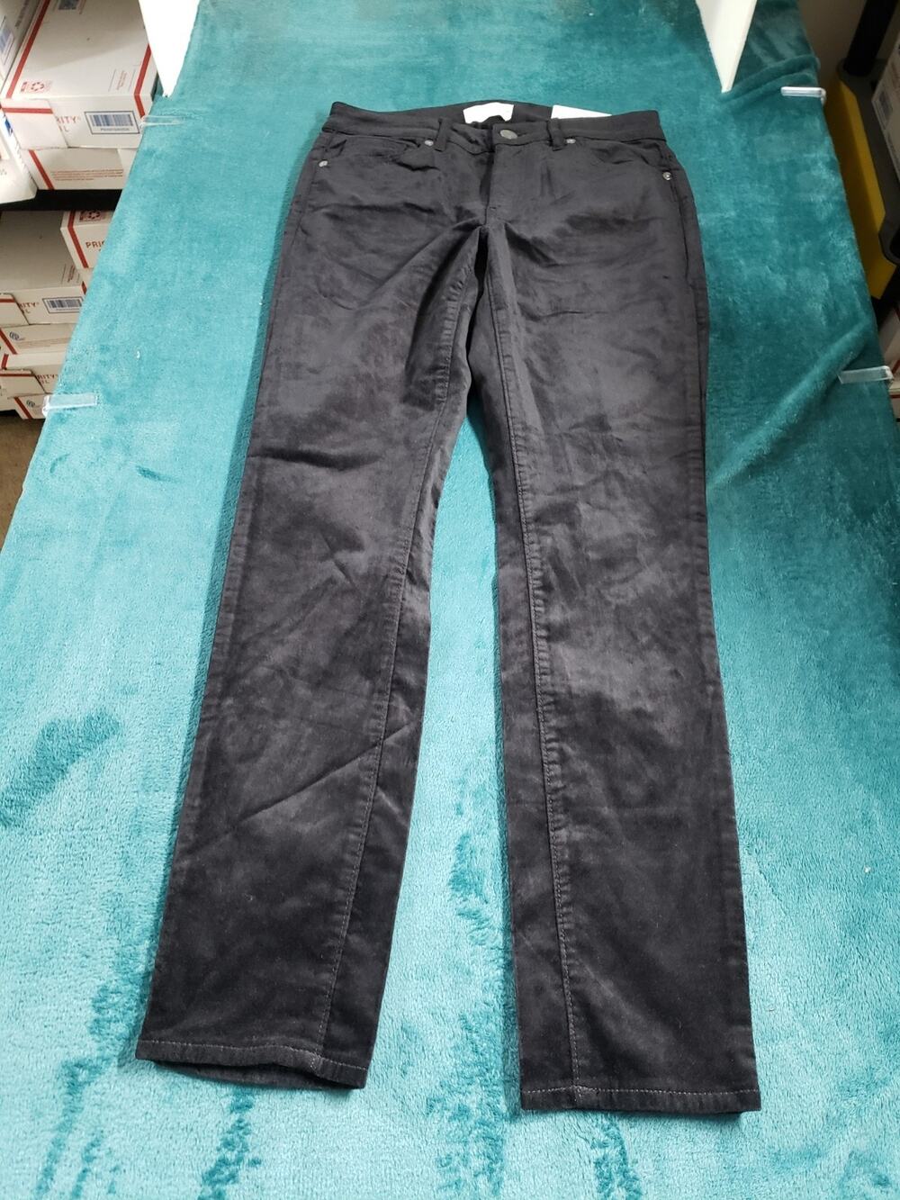 Loft Jeans Size 4 Womens Black Pants Ladies Velvet Mid Rise Curvy Skinny NWT